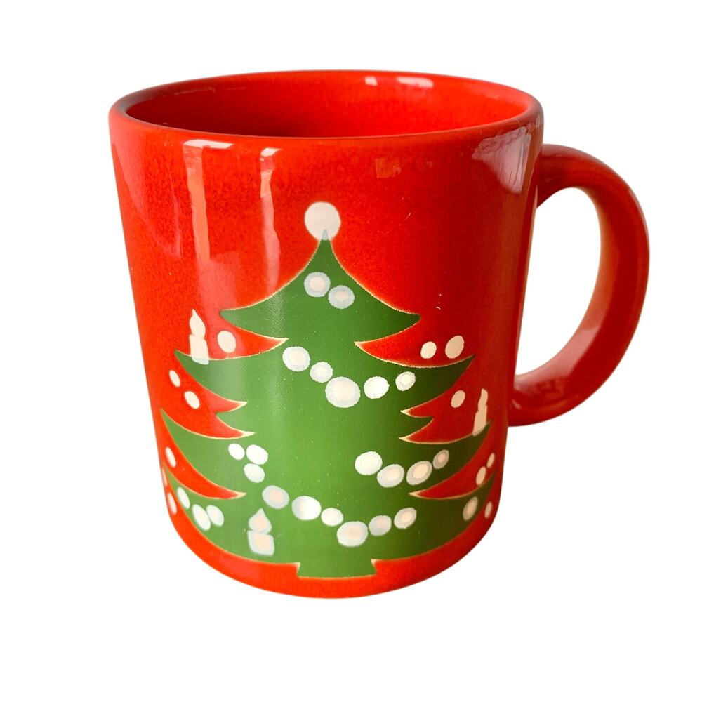 Waechtersbach Coffee Mug Cup Vintage Red Christmas Tree Holiday Ceramic Germany